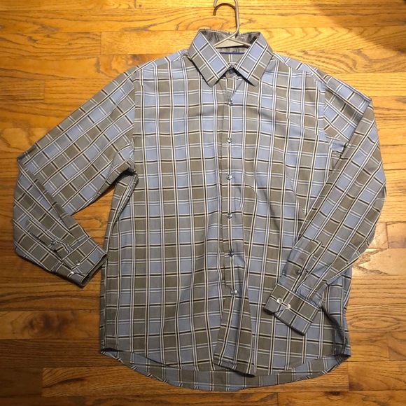 Tasso Elba Plaid Dress Shirt Medium - Picture 2 of 9
